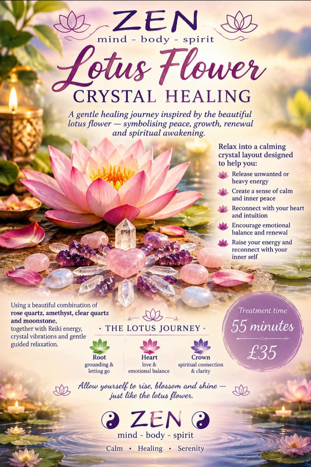 Lotus Flower Crystal Healing poster